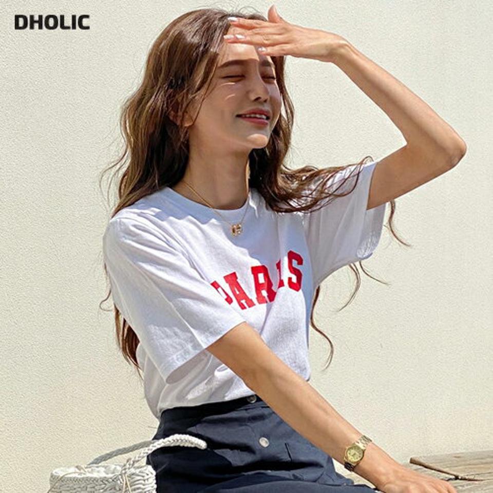 PARISロゴTシャツ・全3色・t67157 レディース 【tops】トップス Tシャツ 半袖 ハーフスリーブ ロゴT ロゴ シンプル カジュアル ラウンドネック ラフ レタリング コットン 綿 春 夏 韓国ファッション