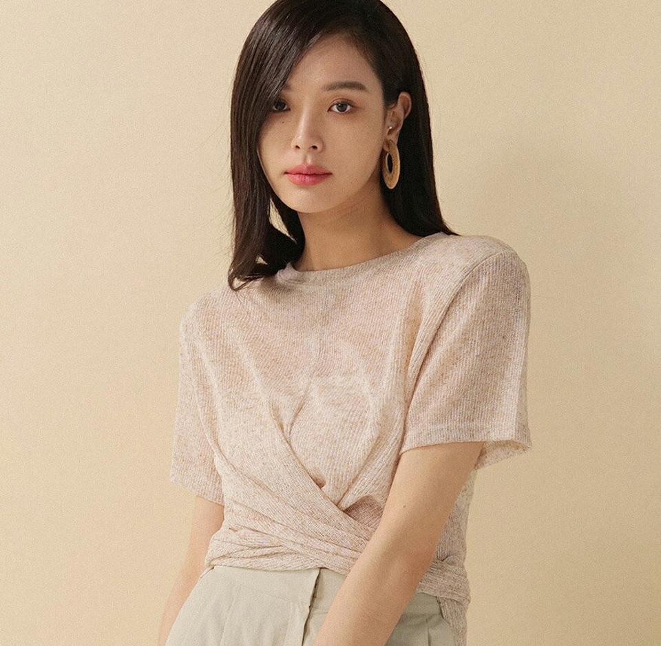 シアースリットロングニット・全3色・t00329 レディース 【tops】トップス ニット 単色 スリット 半袖 透け感 シアー ロング丈 サマーニット ユニーク 肩パッド ストレート 春 夏 カジュアル 大人っぽ ベージュ 韓国ファッション ハイホリHIHOLLI