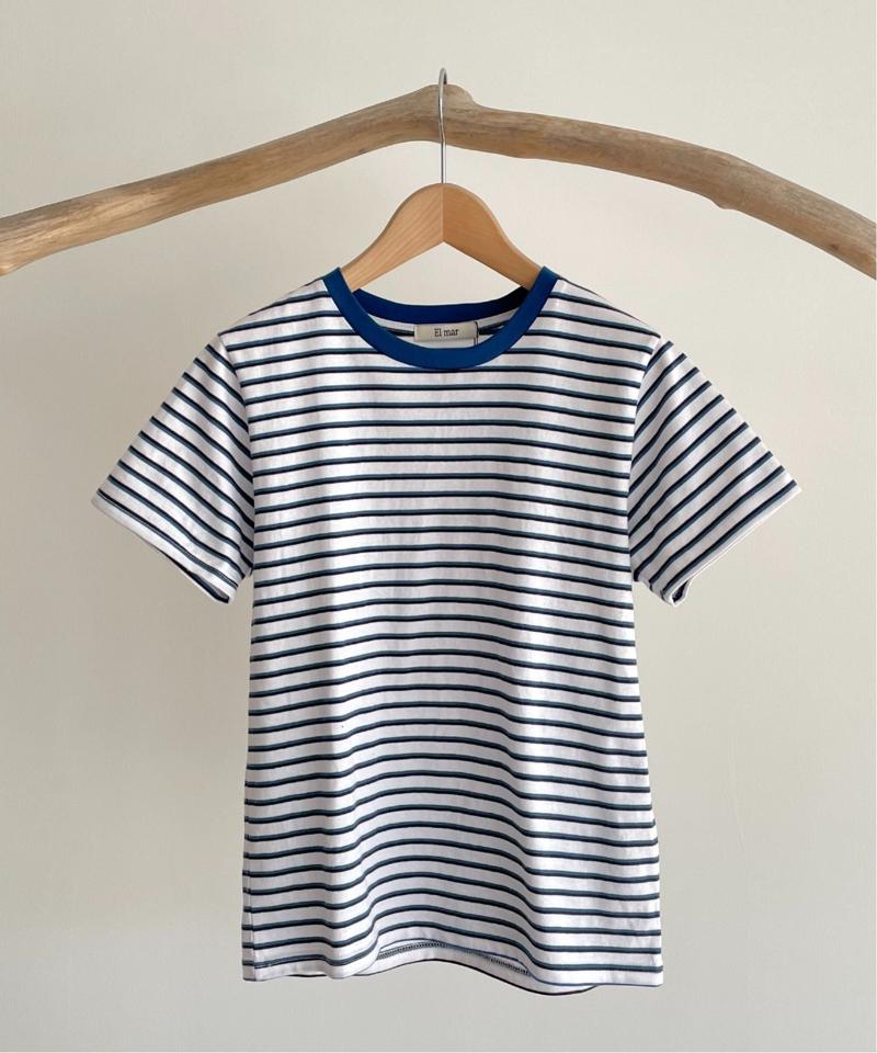 El mar(エルマール) マルチボーダーコンパクト半袖Tシャツ（El mar）