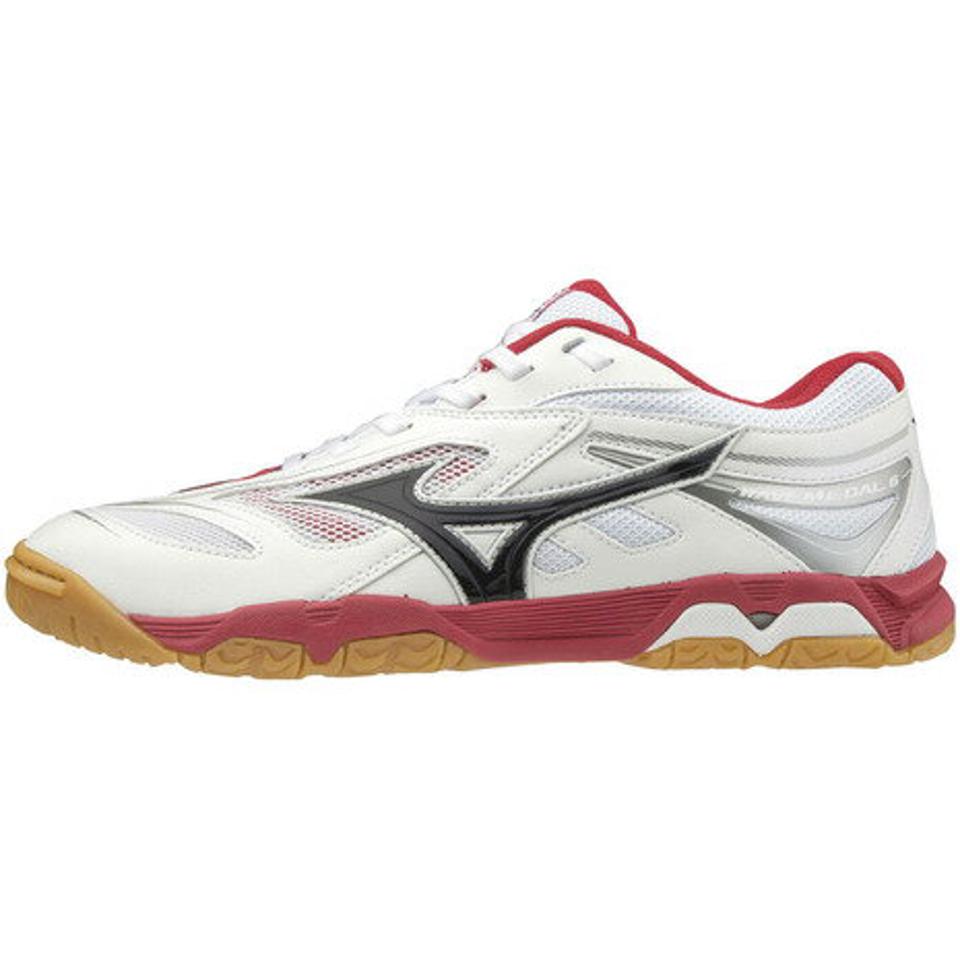 ミズノ（MIZUNO） 卓球シューズ ウエーブメダル 6 (WAVE MEDAL) 81GA191509 ホワイト×ブラック×レッド 男女兼用 （メンズ、レディース）