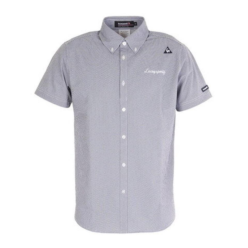 ルコック スポルティフ(Lecoq Sportif) ゴルフウェア ミニギンガム柄布帛半袖シャツ QGMRJA70-NV00 (メンズ)