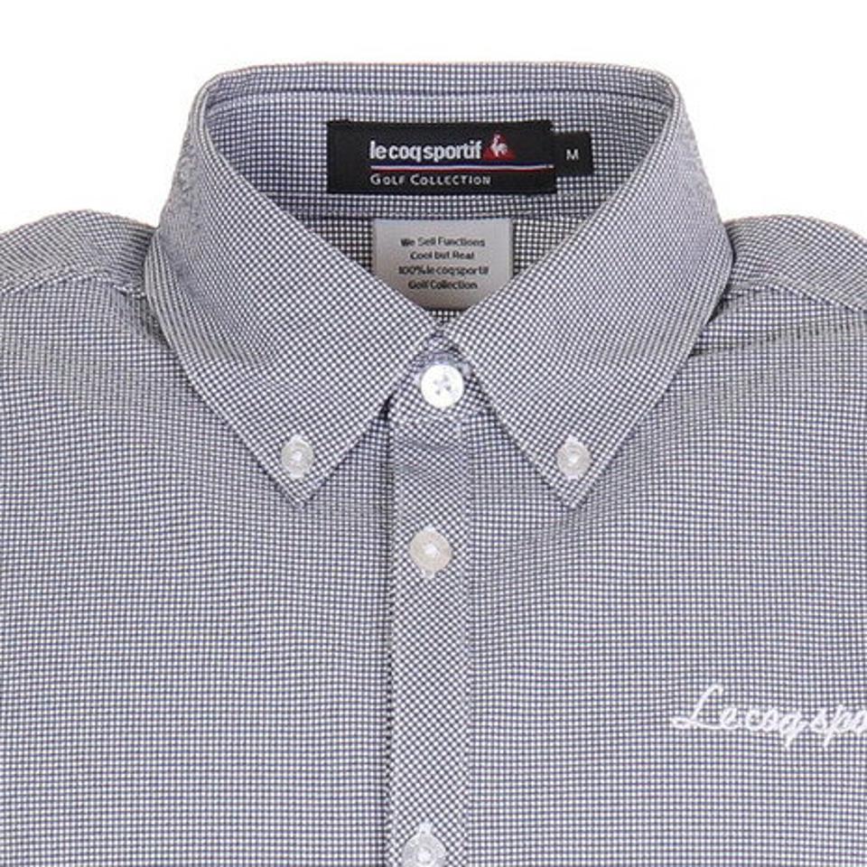 ルコック スポルティフ(Lecoq Sportif) ゴルフウェア ミニギンガム柄布帛半袖シャツ QGMRJA70-NV00 (メンズ)