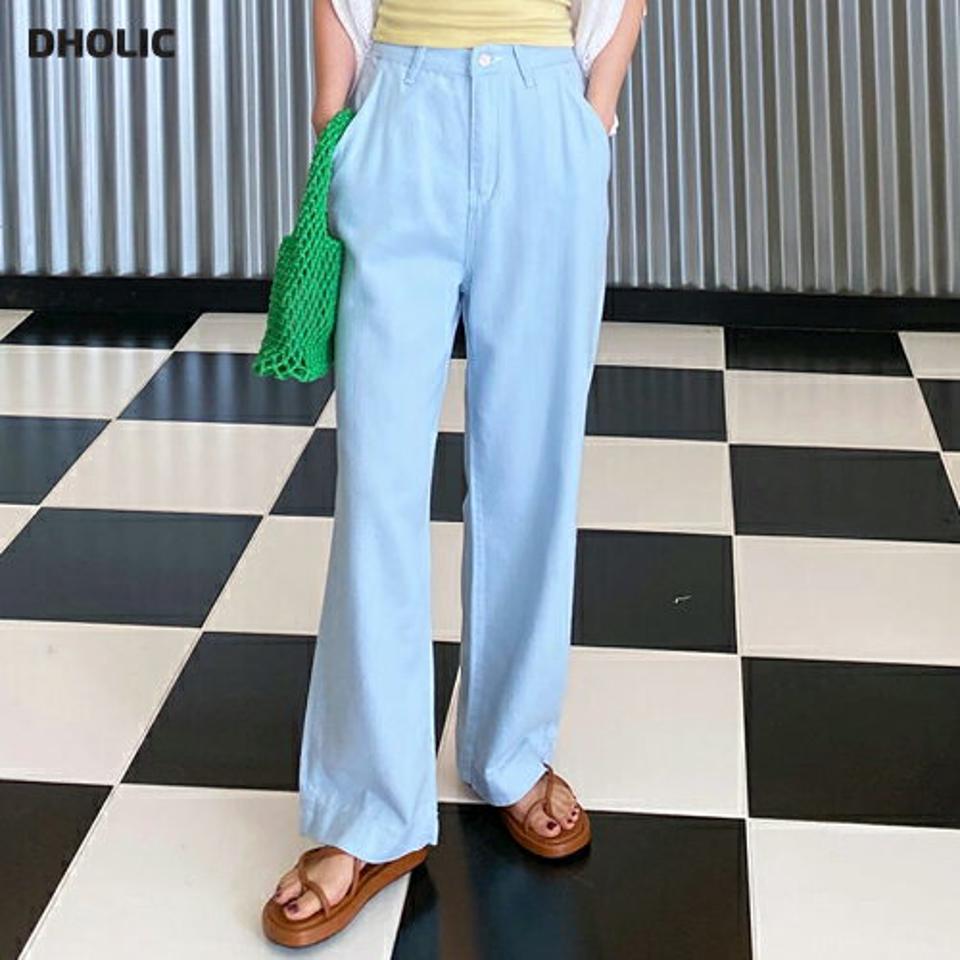 コットンワイドパンツ・全3色・t02429 レディース 【pt】パンツ ズボン ロングパンツ 長ズボン ストレート ワイドパンツ 単色 無地 シンプル カジュアル ベルトループ ハイウエスト 春 夏 韓国ファッション