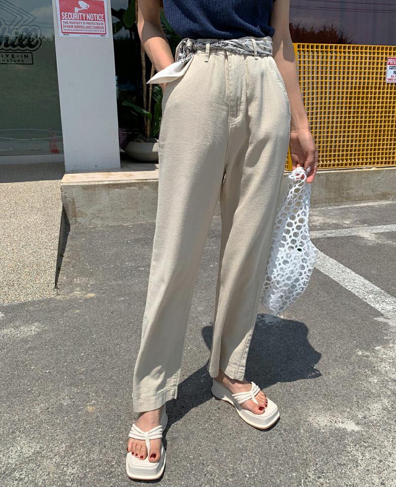 コットンワイドパンツ・全3色・t02429 レディース 【pt】パンツ ズボン ロングパンツ 長ズボン ストレート ワイドパンツ 単色 無地 シンプル カジュアル ベルトループ ハイウエスト 春 夏 韓国ファッション