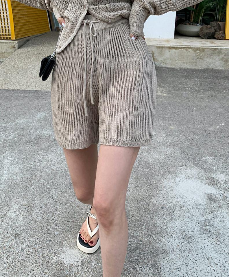 ニットショートパンツ・全3色・t02433 レディース 【pt】ショートパンツ 短パン パンツ ズボン ショーパン ニット 単色 リブ シンプル カジュアル ラフ ウエストゴム かわいい ピンク カラーパンツ 春 夏 秋 韓国ファッション