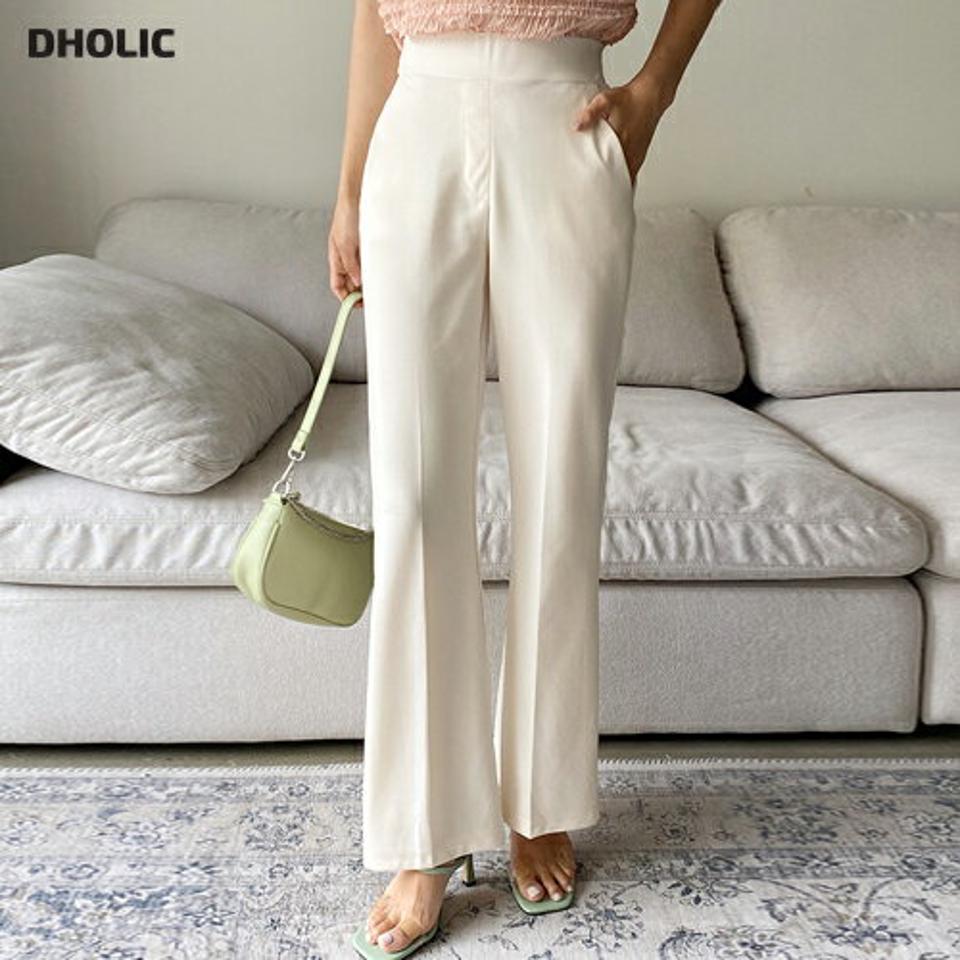 ウエストゴムセミフレアスラックス・全4色・t66759 レディース 【pt】スラックス パンツ ズボン ロングパンツ フレア ウエストゴム 単色 無地 シンプル 大人 きれいめ オフィスカジュアル ハイウエスト ダーツ 春 夏 韓国ファッション