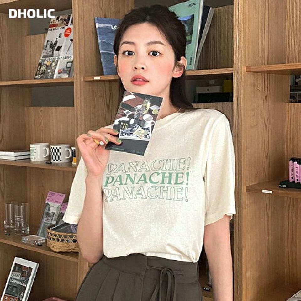 PANACHE!レタリングTシャツ・全3色・t66734 レディース 【tops】トップス Tシャツ 半袖 ハーフスリーブ ロゴ レタリング ロゴT ラウンドネック カジュアル ラフ パステル 春 夏 韓国ファッション