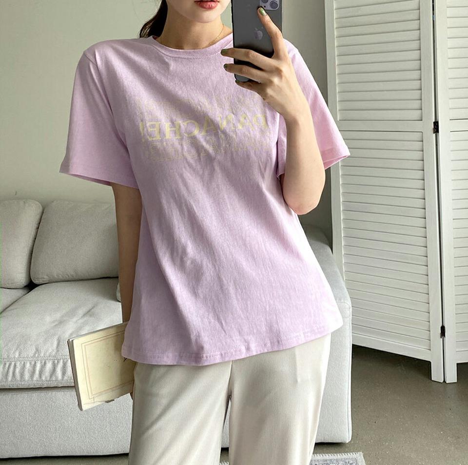 PANACHE!レタリングTシャツ・全3色・t66734 レディース 【tops】トップス Tシャツ 半袖 ハーフスリーブ ロゴ レタリング ロゴT ラウンドネック カジュアル ラフ パステル 春 夏 韓国ファッション
