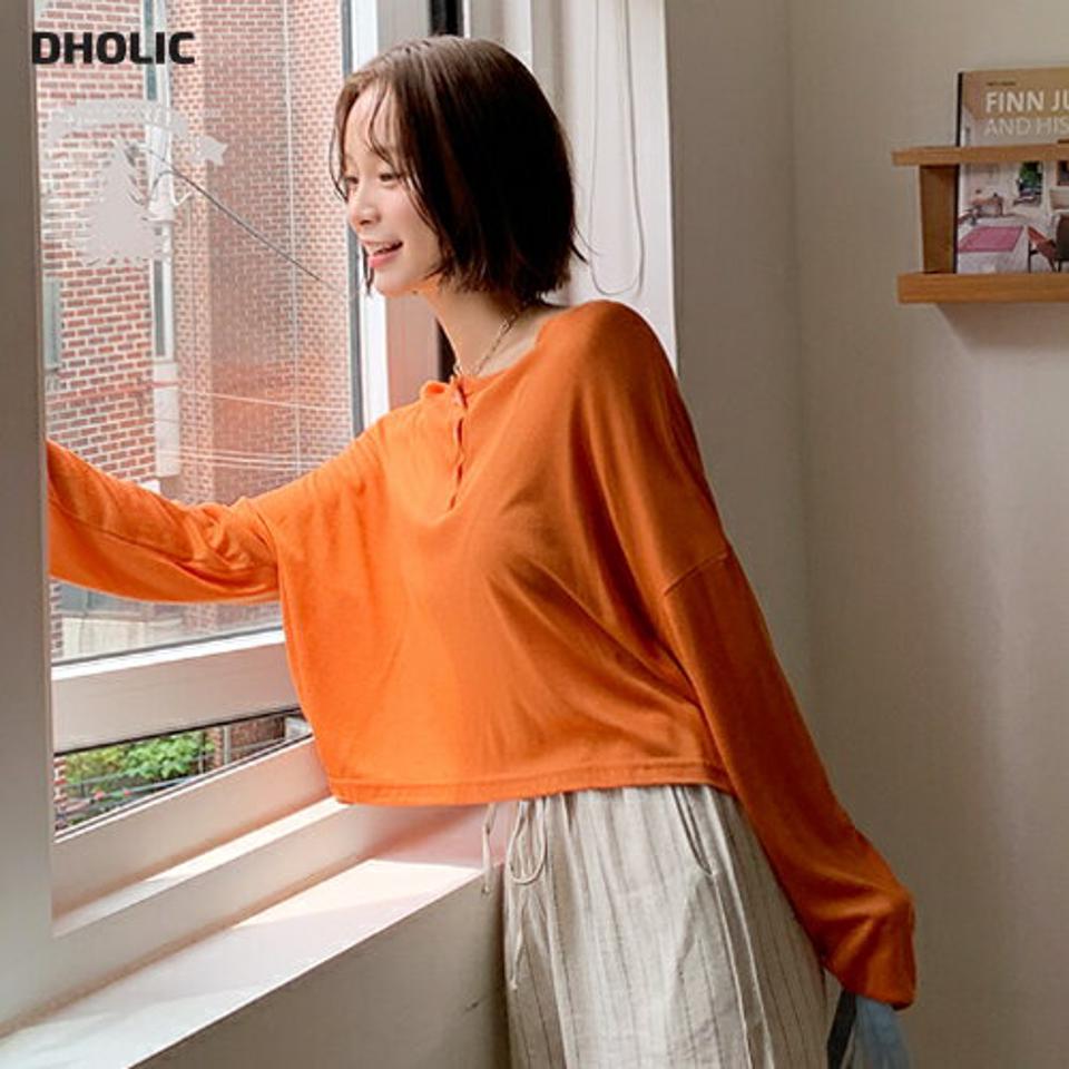 ルーズヘンリーネックTシャツ・全4色・t66736 レディース 【tops】トップス Tシャツ 長袖 ロンT 単色 無地 無地T シンプル オーバーサイズ ゆったり ルーズ ヘンリーネック カジュアル ボタン ドロップショルダー ラフ 春 秋 韓国ファッション