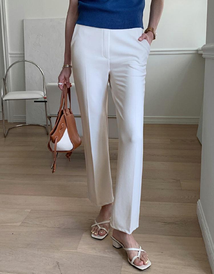 ストレッチストレートスラックス・全5色・t00650 レディース 【pt】パンツ ロング丈 単色 無地 シンプル ベーシック カラーパンツ オフィスカジュアル パステル 伸縮性 楽ちん ハイウエスト 春 夏 大人っぽ 韓国ファッション ハイホリHIHOLLI