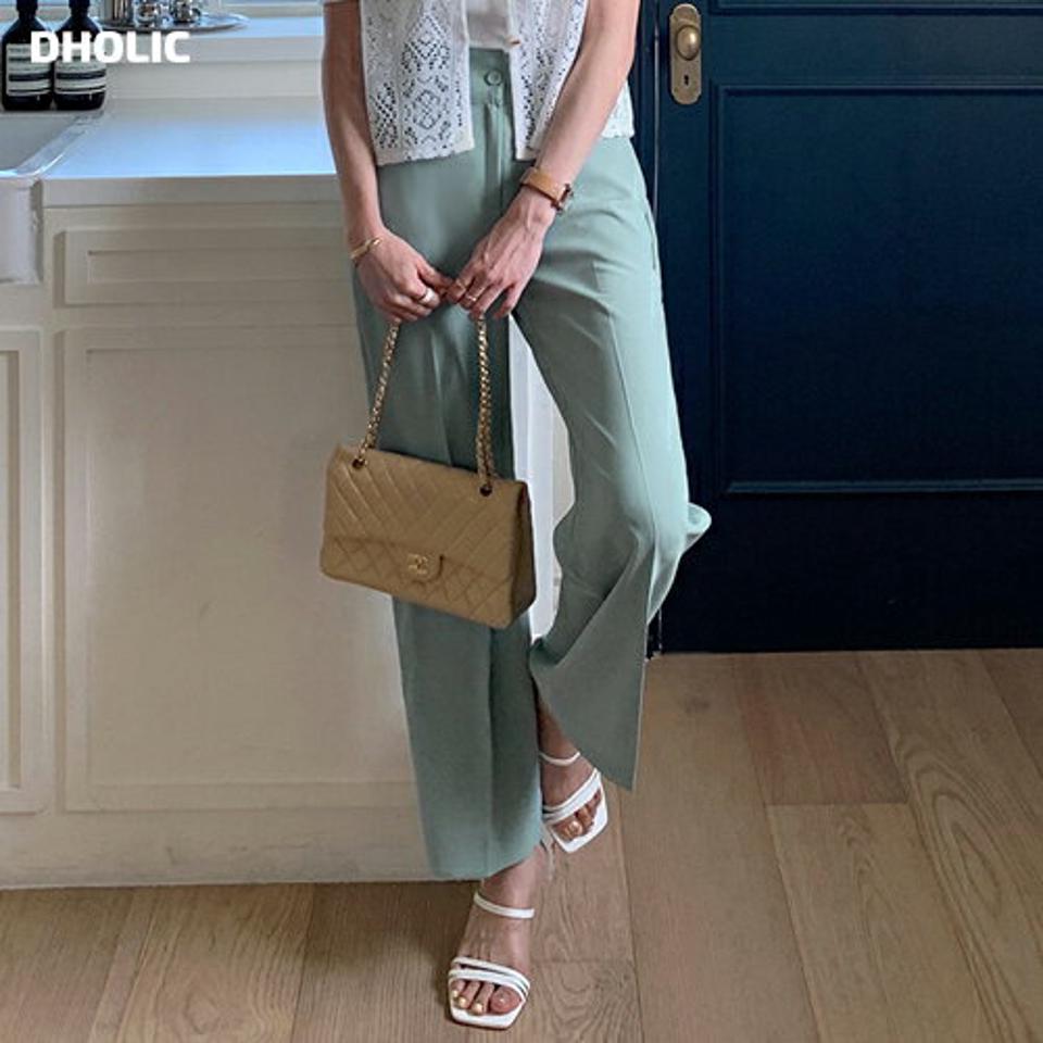 ワイドフィットスラックス・全3色・t00653 レディース 【pt】パンツ ロング丈 カラーパンツ 単色 無地 シンプル ベーシック オフィスカジュアル パステル ワイド フルレングス 春 夏 秋 緑 フェミニン 大人っぽ 韓国ファッション ハイホリHIHOLLI