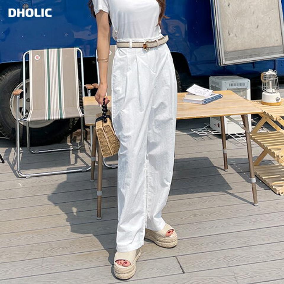 ベルト付ワイドタックパンツ・全3色・t67629 レディース 【pt】パンツ ズボン ロングパンツ ワイドパンツ ベルトループ 単色 無地 シンプル べーシック カジュアル 大人 ストレート ハイウエスト 春 夏 ベージュ 韓国ファッション