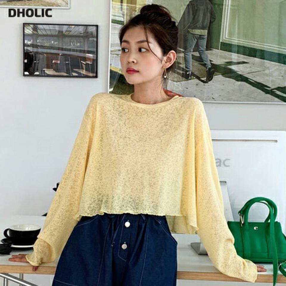 リネン混ラウンドクロップドTシャツ・全4色・t01082 レディース 【tops】トップス Tシャツ ロンT 長袖 単色 無地 無地T シンプル ベーシック カジュアル ラフ クロップド丈 黄色 短丈 ラウンドネック リネン ドロップショルダー 春 夏 韓国ファッション