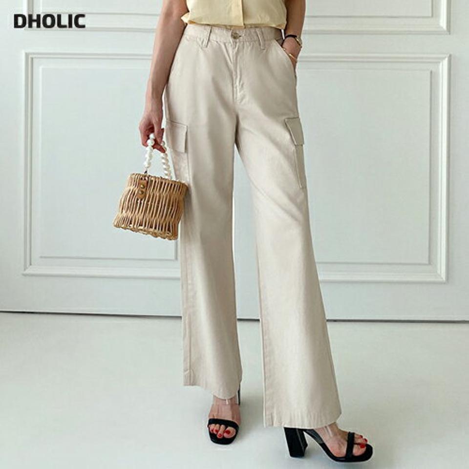 ストレートカーゴパンツ・全2色・t72446 レディース 【pt】パンツ ロング丈 単色 無地 シンプル ベーシック ストレート カーゴ パステル ハイウエスト 脚長 綿 コットン ストレート フルレングス 春 夏 カジュアル 韓国ファッション ハイホリHIHOLLI