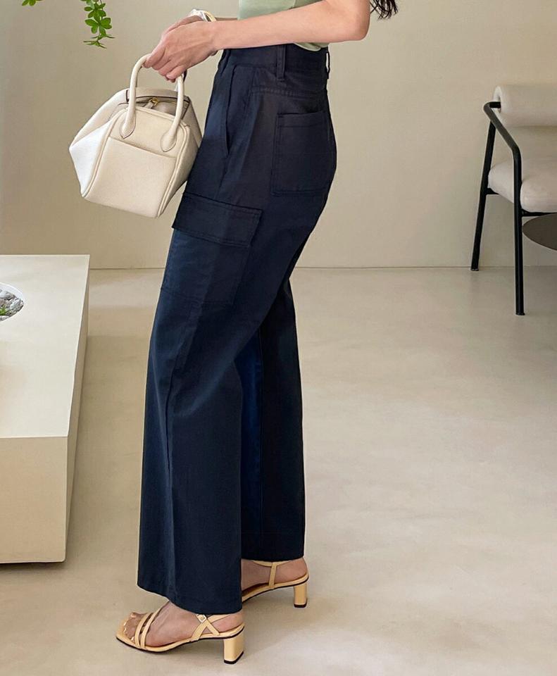 ストレートカーゴパンツ・全2色・t72446 レディース 【pt】パンツ ロング丈 単色 無地 シンプル ベーシック ストレート カーゴ パステル ハイウエスト 脚長 綿 コットン ストレート フルレングス 春 夏 カジュアル 韓国ファッション ハイホリHIHOLLI
