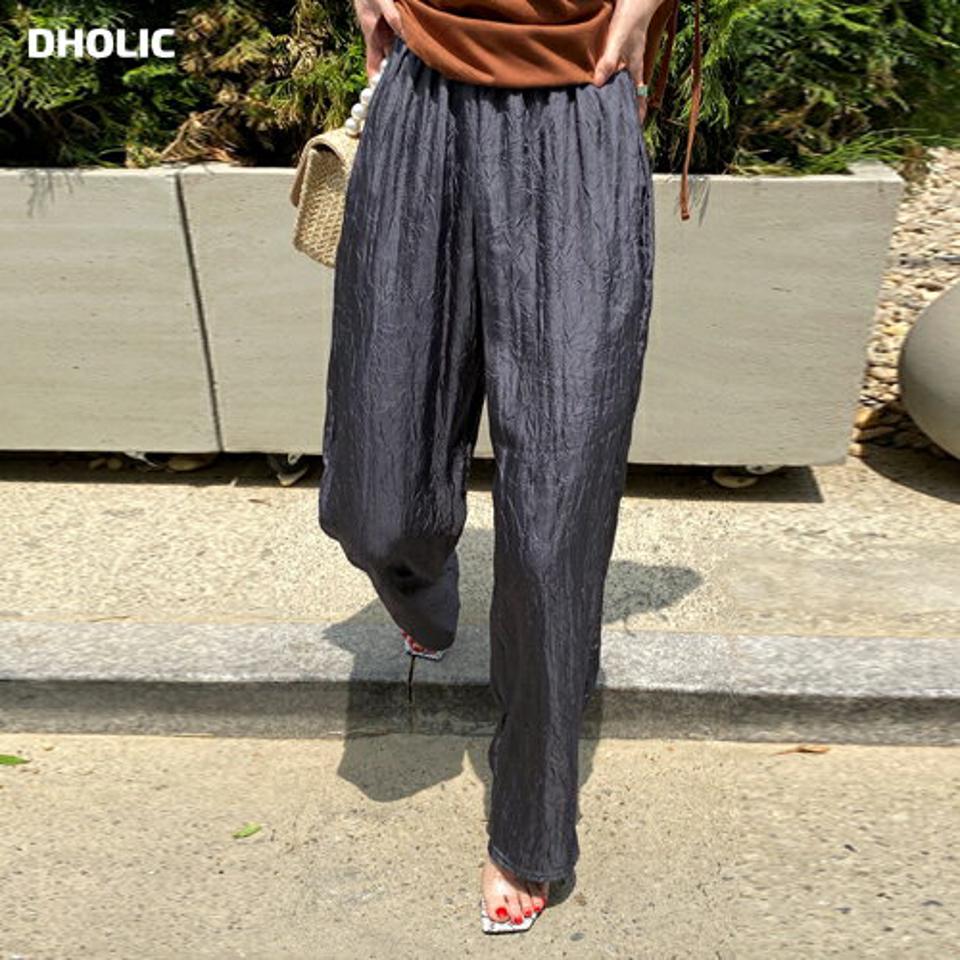 リンクルサテンワイドパンツ・全3色・t72444 レディース 【pt】パンツ ロング丈 単色 無地 シンプル ベーシック リンクル サテン 光沢 ワイド 楽ちん ゆったり 体型カバー ハイウエスト 春 夏 カジュアル 大人っぽ 韓国ファッション ハイホリHIHOLLI
