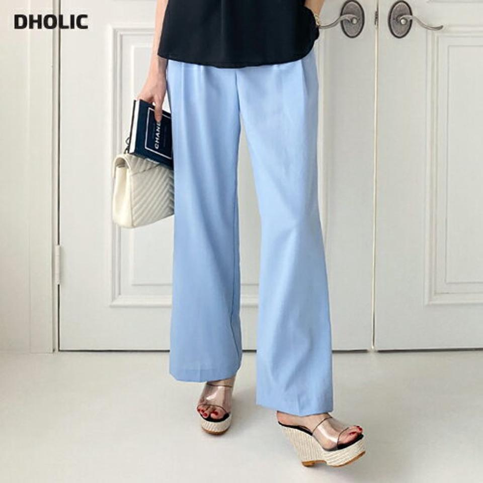 ワイドフィットタックスラックス・全4色・t72465 レディース 【pt】スラックス パンツ ロング丈 単色 無地 シンプル ベーシック ワイド タック 楽ちん ゆったり 体型カバー ストレート カラーパンツ 水色 春 夏 カジュアル 韓国ファッション ハイホリHIHOLLI