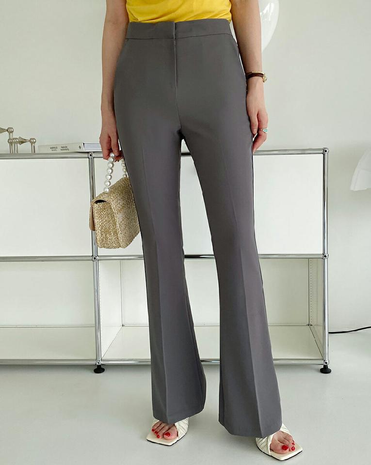 スリムフレアスラックス・全3色・t72443 レディース 【pt】スラックス パンツ ロング丈 単色 無地 シンプル ベーシック フレア スリム 細身 春 夏 大人っぽ フェミニン ハイウエスト ダーツ きれいめ 韓国ファッション ハイホリHIHOLLI