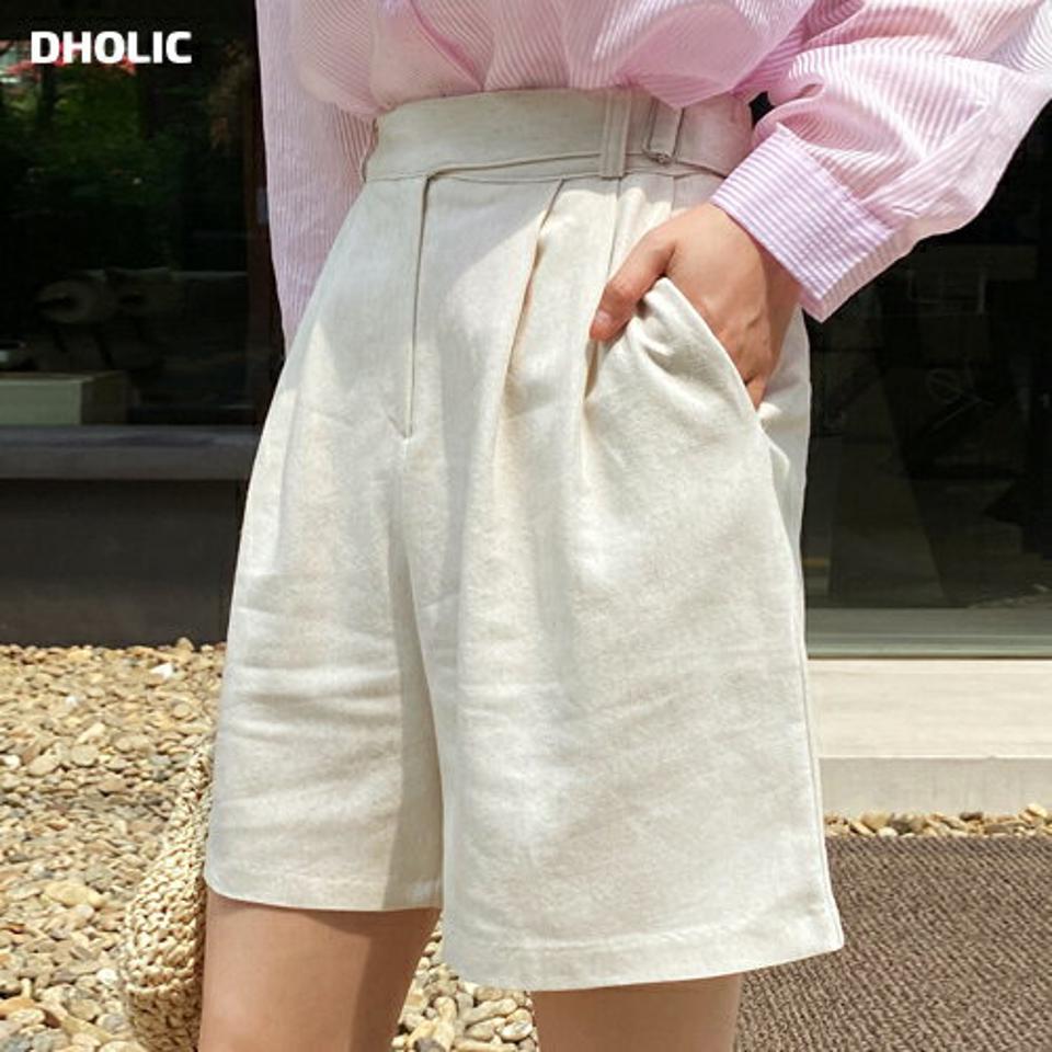 リネン混ベルトショートパンツ・全3色・t72441 レディース 【pt】パンツ ズボン 短パン ショート丈 ショーパン リネン混 単色 無地 シンプル ベルト付 ベーシック ワイド ハイウエスト ダーツ 春 夏 カジュアル 韓国ファッション ハイホリHIHOLLI