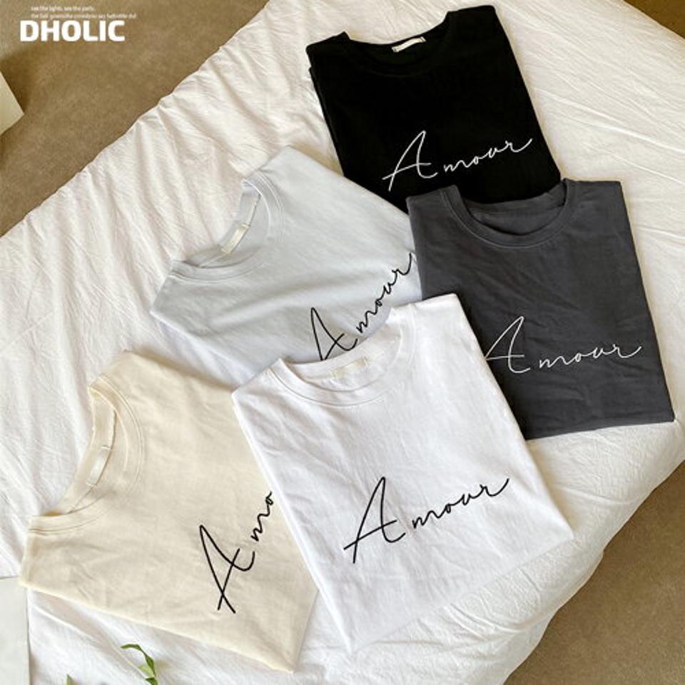 【10%OFF】刺繍ラウンドTシャツ・全5色・t67191 レディース 【tops】トップス Tシャツ 半袖 ロゴ ラウンドネック レタリング 刺繍 ロゴT カジュアル ラフ シンプル 春 夏 韓国ファッション セール SALE
