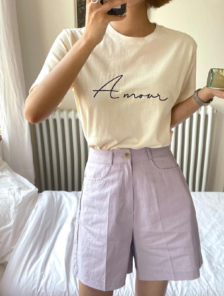 【10%OFF】刺繍ラウンドTシャツ・全5色・t67191 レディース 【tops】トップス Tシャツ 半袖 ロゴ ラウンドネック レタリング 刺繍 ロゴT カジュアル ラフ シンプル 春 夏 韓国ファッション セール SALE