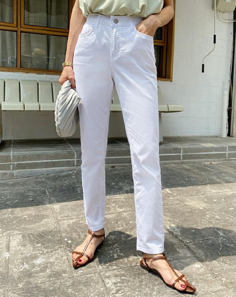 シークレットゴムストレートパンツ・全3色・b67207 レディース 【pt】パンツ ズボン ロングパンツ ストレート 単色 無地 シンプル ベーシック ハイウエスト カジュアル ラフ ベルトループ 春 夏 秋 韓国ファッション