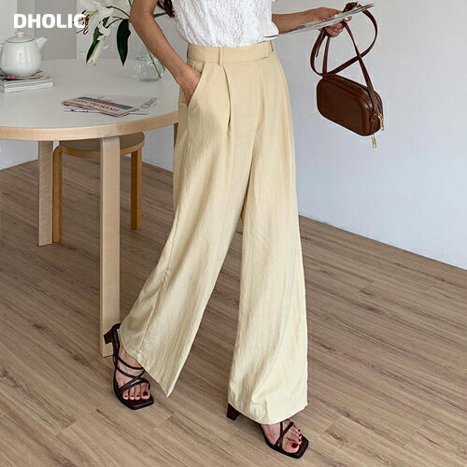 ワンタックワイドスラックス・全3色・t01102 レディース 【pt】スラックス パンツ ズボン ロングパンツ ワイドパンツ タック 単色 無地 シンプル 大人 ベーシック オフィスカジュアル ハイウエスト ベルトループ 黄色 春 夏 韓国ファッション