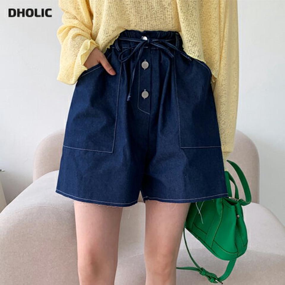 ストラップ付ステッチハーフパンツ・全3色・t01100 レディース 【pt】ハーフパンツ ショートパンツ 短パン 半ズボン ズボン パンツ ステッチ シンプル ワイド カジュアル ベルトループ ハイウエスト ウエストゴム 春 夏 韓国ファッション