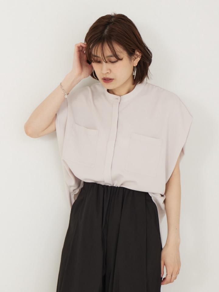 【店舗限定】ドビークロスフレンチスリーブブラウス