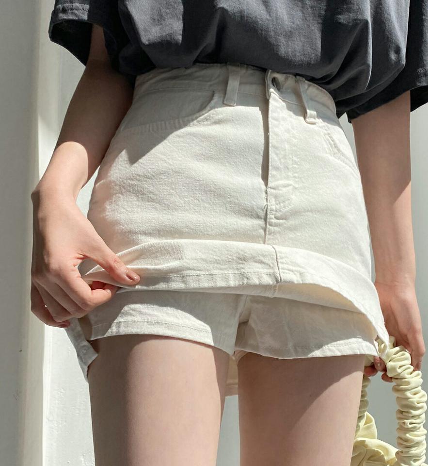 タイトキュロットパンツ・全4色・t66791 レディース 【pt】キュロット パンツ ショートパンツ 短パン ズボン ミニスカート ショート丈 単色 無地 シンプル カジュアル タイト パステル ハイウエスト ピンク 春 夏 秋 韓国ファッション
