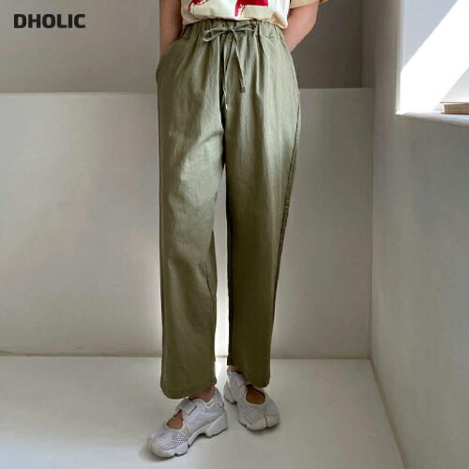 【10%OFF】リネン混ストリングワイドパンツ・全4色・b66795 レディース 【pt】パンツ ズボン ロングパンツ ワイドパンツ ストリング ウエストゴム 単色 無地 シンプル リネン カジュアル ラフ ストレート ハイウエスト ポケット 春 夏 韓国ファッション セール SALE