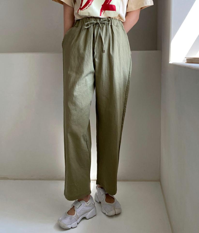 【10%OFF】リネン混ストリングワイドパンツ・全4色・b66795 レディース 【pt】パンツ ズボン ロングパンツ ワイドパンツ ストリング ウエストゴム 単色 無地 シンプル リネン カジュアル ラフ ストレート ハイウエスト ポケット 春 夏 韓国ファッション セール SALE