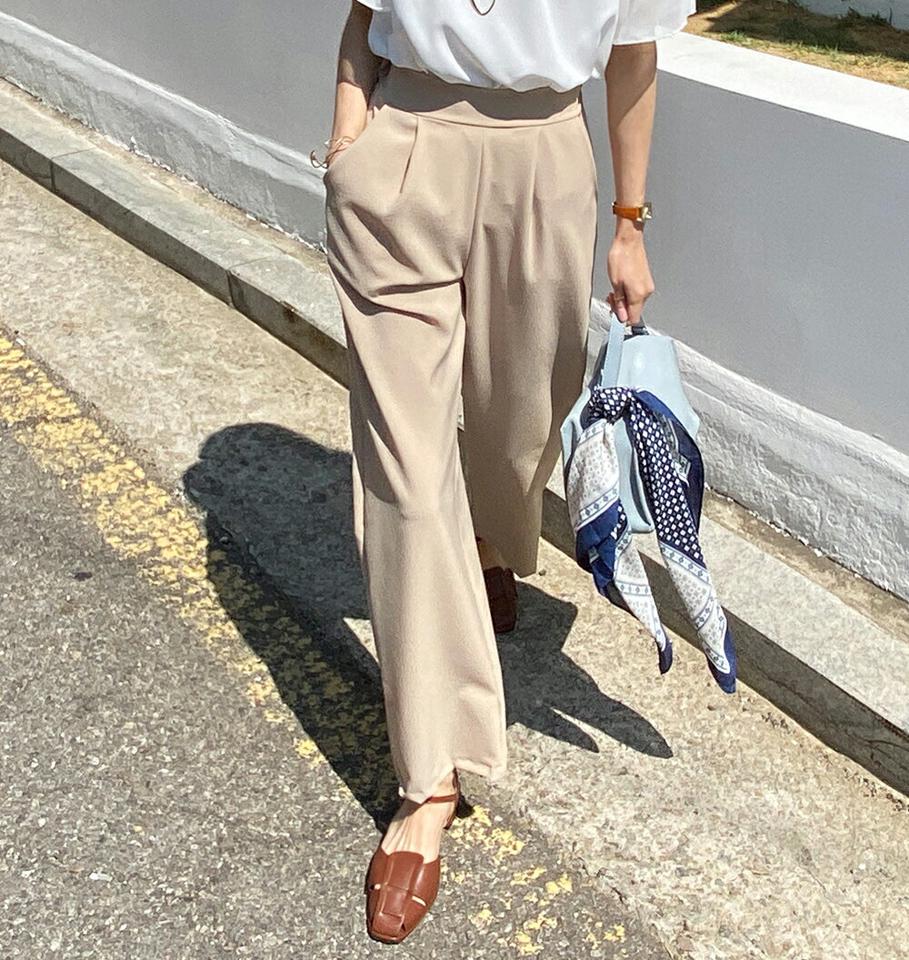 【10%OFF】ワイドスラックス・全3色・t72198 レディース 【pt】スラックス パンツ ロング丈 カラーパンツ 無地 シンプル ベーシック ワイド タック 体型カバー ストレート 春 夏 秋 大人っぽ カジュアル カーキ 緑 きれいめ 韓国ファッション ハイホリHIHOLLI セール SALE