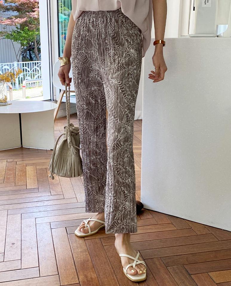 2TYPEパターンプリーツパンツ・全4色・b72200 レディース 【pt】パンツ プリーツ ロング丈 柄 模様 楽ちん ラフ ゆったり 体型カバー ストレート ペイズリー ウエストゴム ワイド 春 夏 カジュアル 韓国ファッション ハイホリHIHOLLI