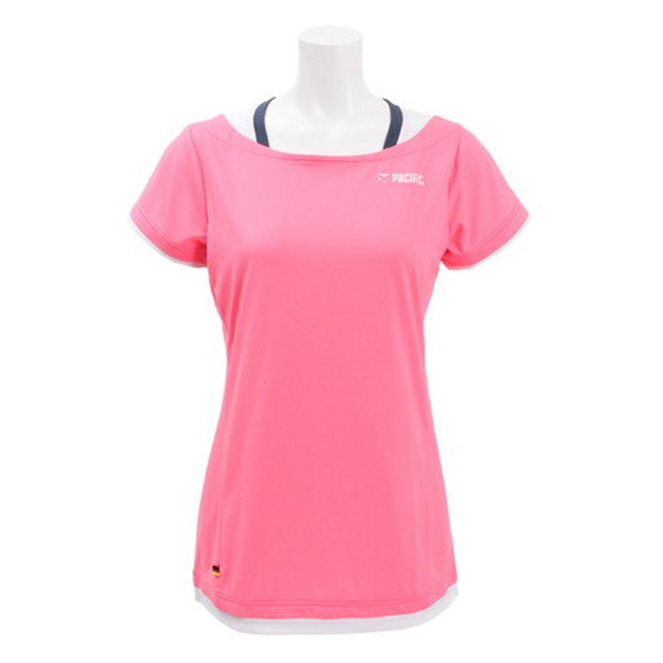 パシフィック(PACIFIC) テニス ドライプラス CAゲームシャツボーダー PT19SW413 PNK (レディース)
