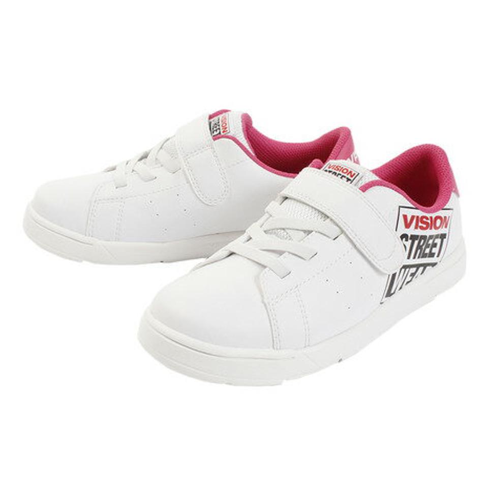 ヴィジョン（VISION） スニーカー ジュニア PERRY VKS-9114 WHITE/PINK 白 / ピンク ベルクロ （キッズ）