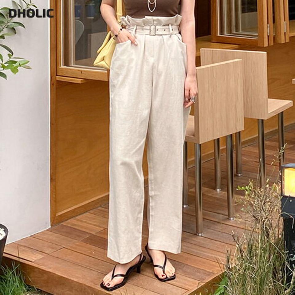 ベルト付ハイウエストスラックス・全2色・t67251 レディース 【pt】パンツ ズボン ロングパンツ ワイドパンツ ハイウエスト スラックス ベルトループ セット ベルト リネン ハイウエスト フルレングス カジュアル 大人 春 夏 韓国ファッション