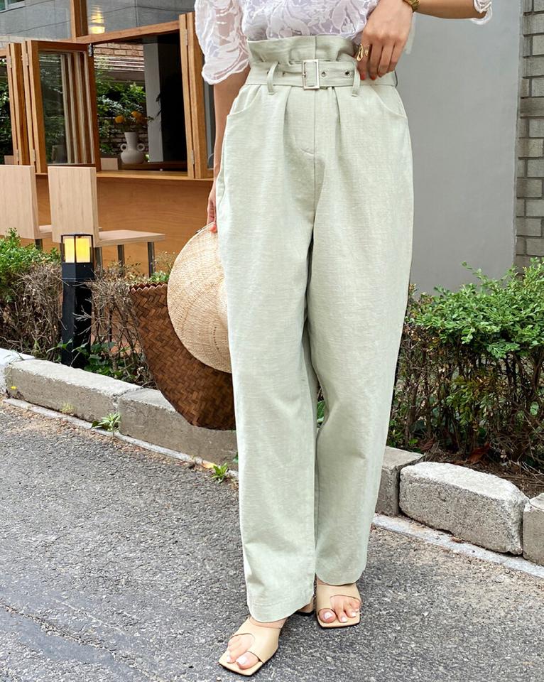 ベルト付ハイウエストスラックス・全2色・t67251 レディース 【pt】パンツ ズボン ロングパンツ ワイドパンツ ハイウエスト スラックス ベルトループ セット ベルト リネン ハイウエスト フルレングス カジュアル 大人 春 夏 韓国ファッション