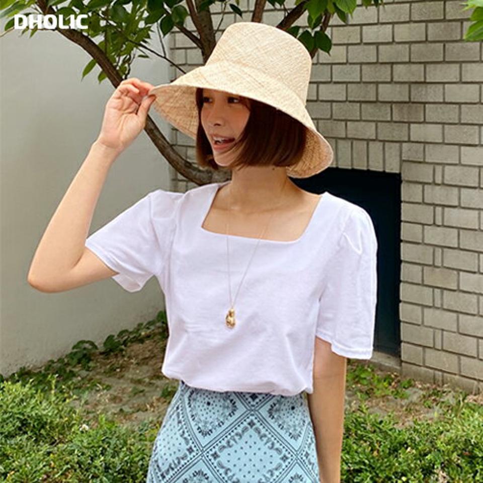 【10%OFF】スクエアネックパフブラウス・全4色・t67225 レディース 【bl】トップス ブラウス 半袖 パフスリーブ スクエアネック デコルテ 鎖骨 白ブラウス ホワイト きれいめ 大人 クロップド丈 清楚 春 夏 韓国ファッション blsセール