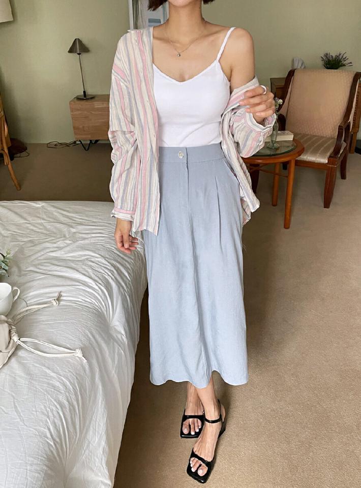 パステルマルチストライプシャツ・全2色・t67682 レディース 【bl】トップス シャツ 長袖 ストライプ柄 爽やか カジュアル かわいい 可愛い マルチストライプ ルーズ マルチトーン ラフ 大人 春 秋 韓国ファッション