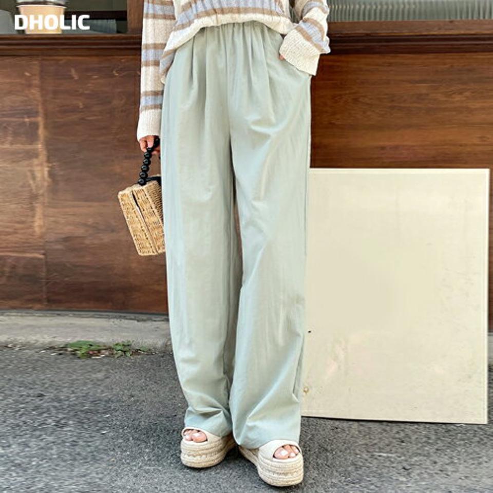 ナイロンストレートパンツ・全4色・t67698 レディース 【pt】パンツ ズボン ロングパンツ ストレート ナイロン 単色 無地 シンプル ベーシック ラフ カジュアル フルレングス ウエストゴム シャーリング ポケット 春 夏 韓国ファッション