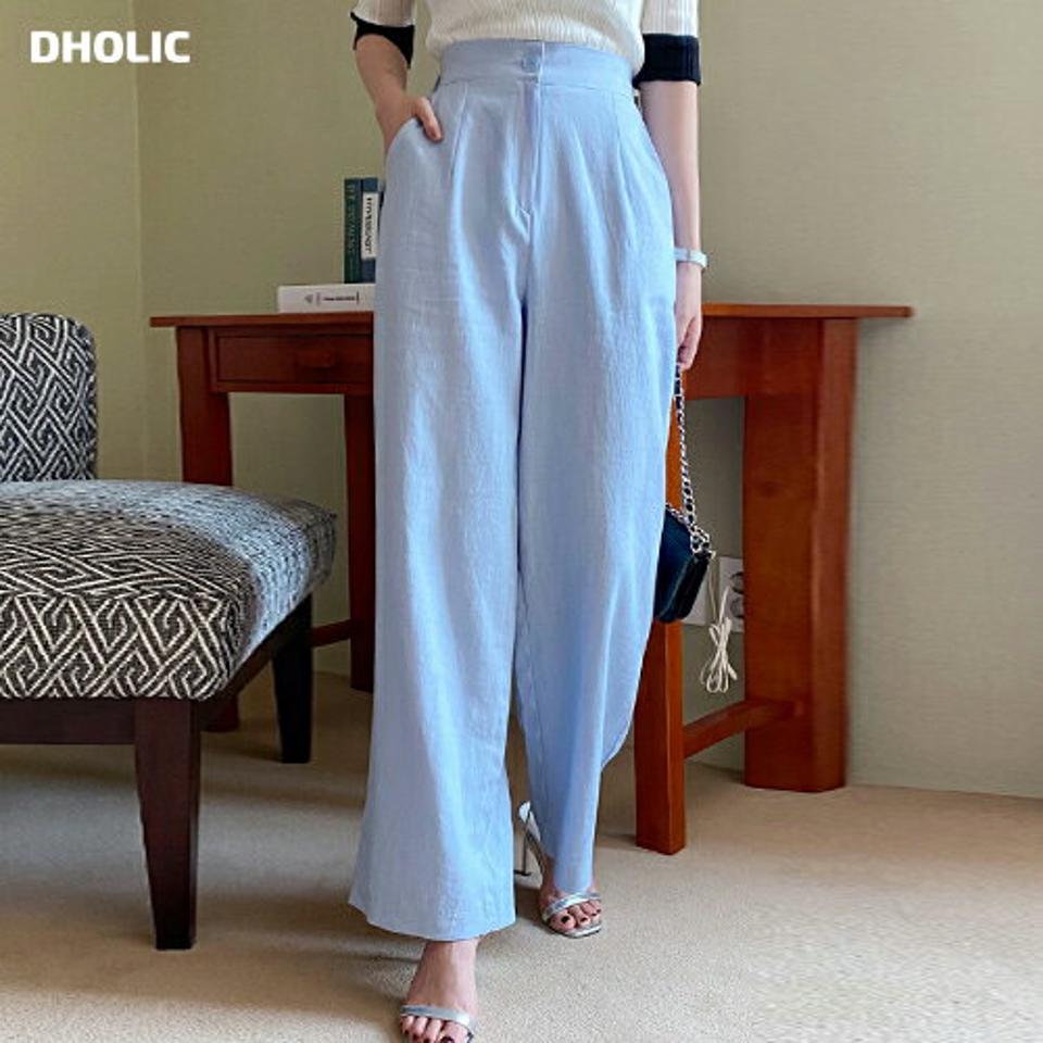 リネン混ストレートスラックス・全4色・b67712 レディース 【pt】スラックス パンツ ズボン ロングパンツ ストレート リネン 単色 無地 シンプル ベーシック パステル 水色 ハイウエスト フルレングス オフィスカジュアル 春 夏 韓国ファッション