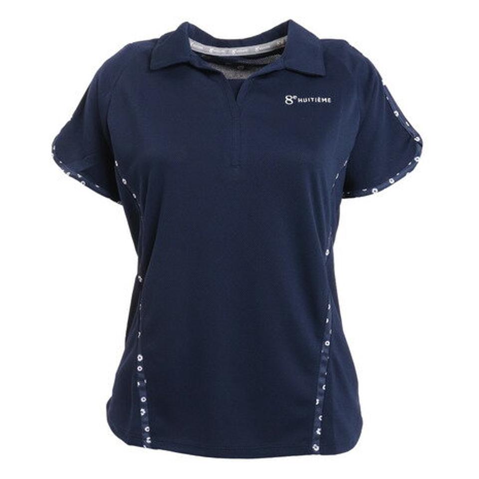 ウィッテム(HUITIEME) テニスウェア レディース ドライプラス プリンテッド ポロシャツ HU20S03LS733006NVY (レディース)