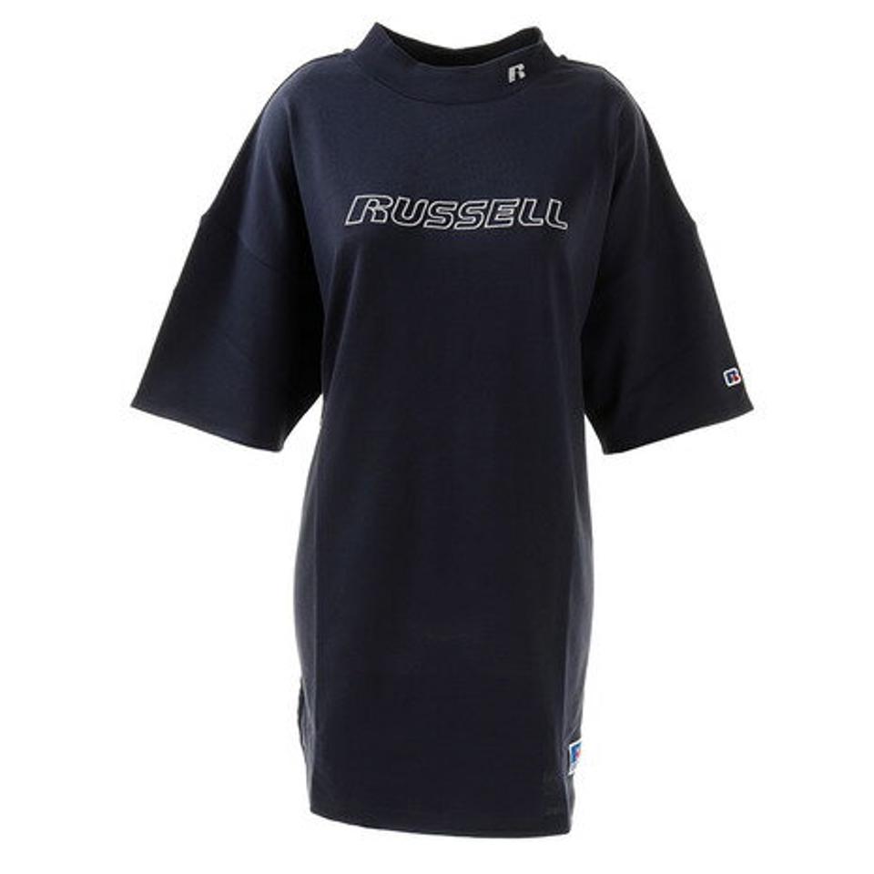 ラッセル(RUSSELL) Tシャツ レディース 半袖 ロング丈 ハイネック チュニック RBL20S1001 NVY ネイビー (レディース)
