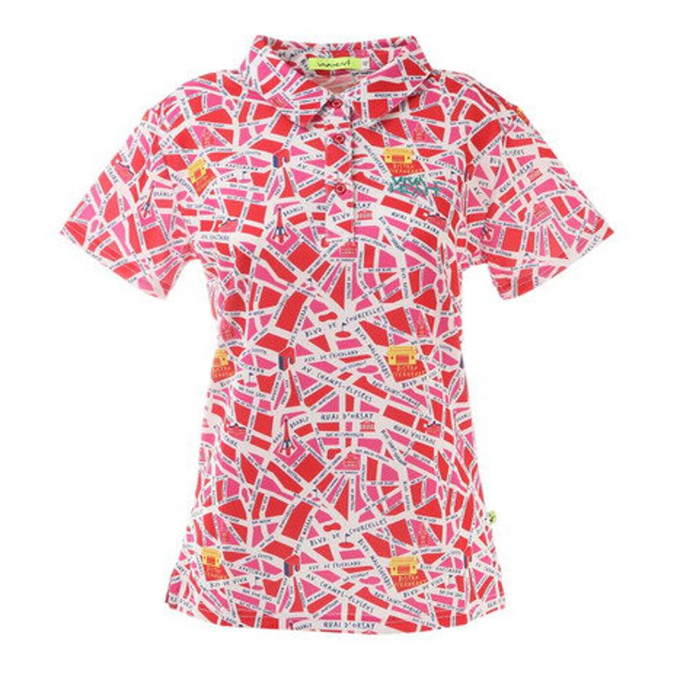 ビバハート(VIVA HEART) ゴルフウェア UVカット Map-プリント フェイスカバー付半袖シャツ 012-24344-063 (レディース)