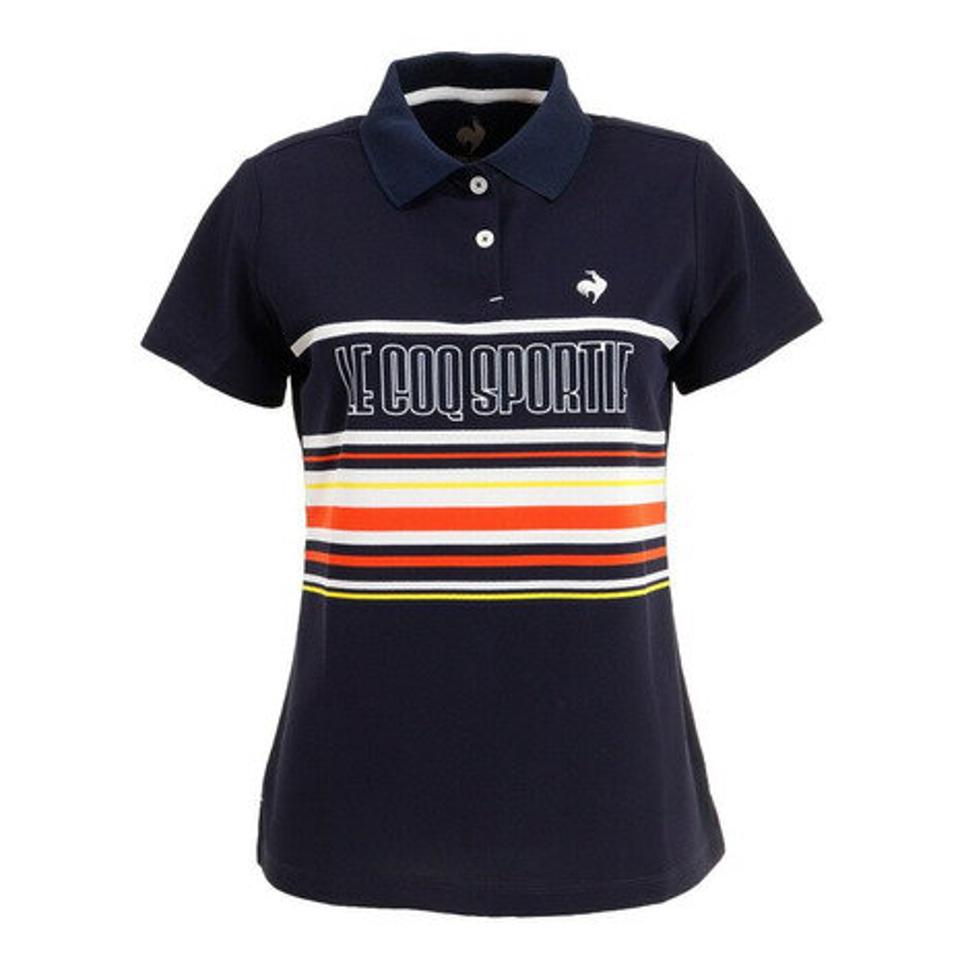 ルコック スポルティフ(Lecoq Sportif) ゴルフウェア マルチボーダー半袖ポロシャツ QGWTJA03 NV00 (レディース)