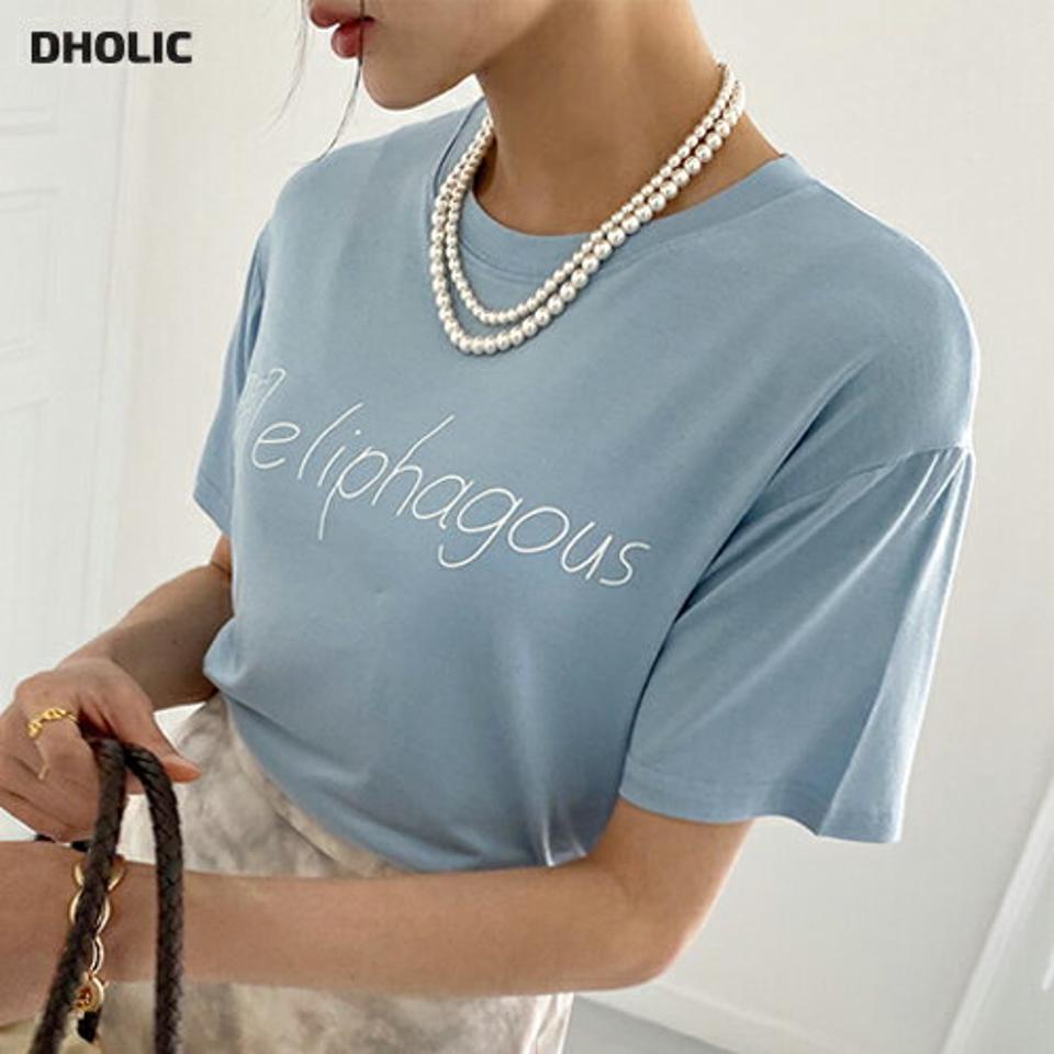 レーヨン混レタリングTシャツ・全4色・t72218 レディース 【tops】トップス 半袖 Tシャツ ロゴ ロゴT レタリング レーヨン混 パステル ルーズフィット 春 夏 カジュアル かわいい 可愛い ラウンドネック 水色 韓国ファッション ハイホリHIHOLLI