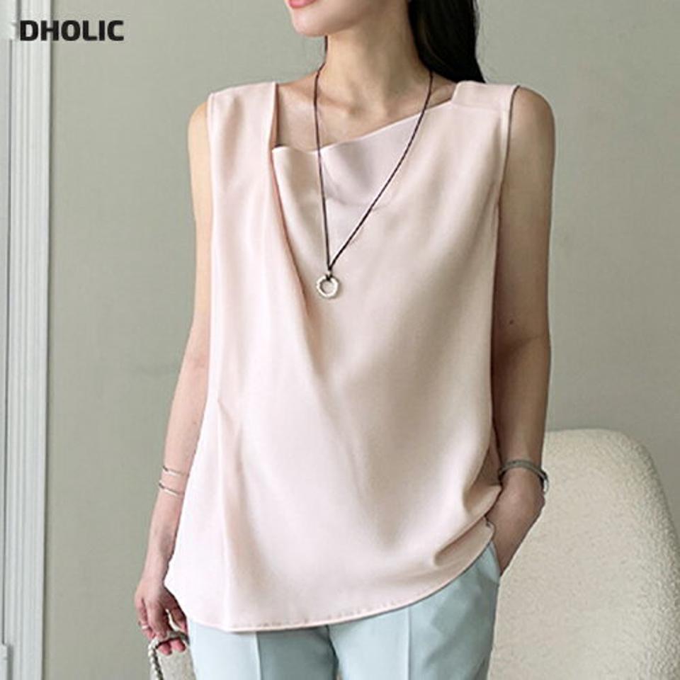 【10%OFF】アンバランスタックノースリーブ・全3色・t72221 レディース 【tops】トップス ノースリーブ スリーブレス 単色 無地 シンプル ベーシック オフィス パステル 上品 鎖骨 デコルテ 春 夏 大人っぽ きれいめ 韓国ファッション ハイホリHIHOLLI セール SALE