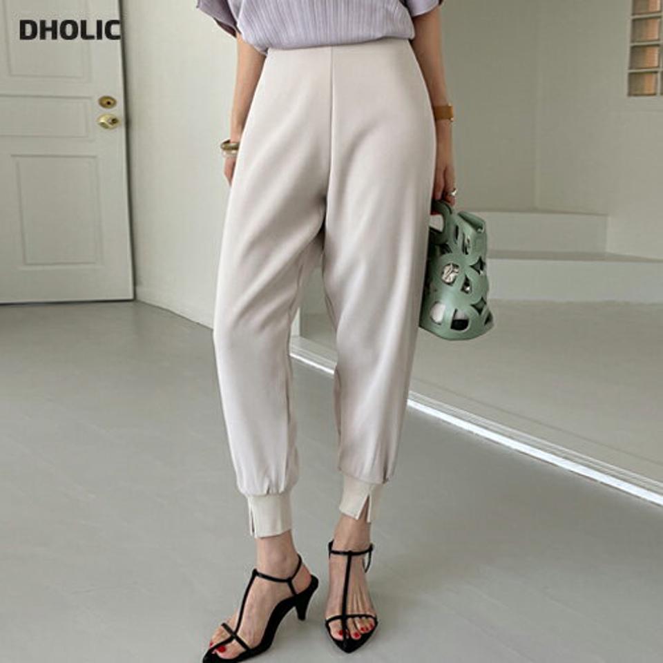 スリットジョガーパンツ・全2色・t72239 レディース 【pt】パンツ ロング丈 単色 無地 シンプル ベーシック ラフ スリット ジョガーパンツ トレーナー 楽ちん 春 夏 ハイウエスト リブ 春 夏 カジュアル 韓国ファッション ハイホリHIHOLLI