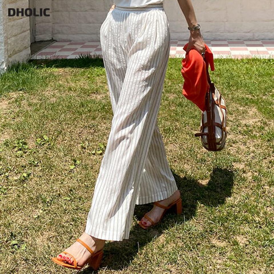 ストライプワイドパンツ・全2色・t72241 レディース 【pt】パンツ ロング丈 柄 模様 ストライプ ゆったり 楽ちん 体型カバー ワイド ハイウエスト タック ストレート レーヨン混 春 夏 カジュアル 大人っぽ 韓国ファッション ハイホリHIHOLLI